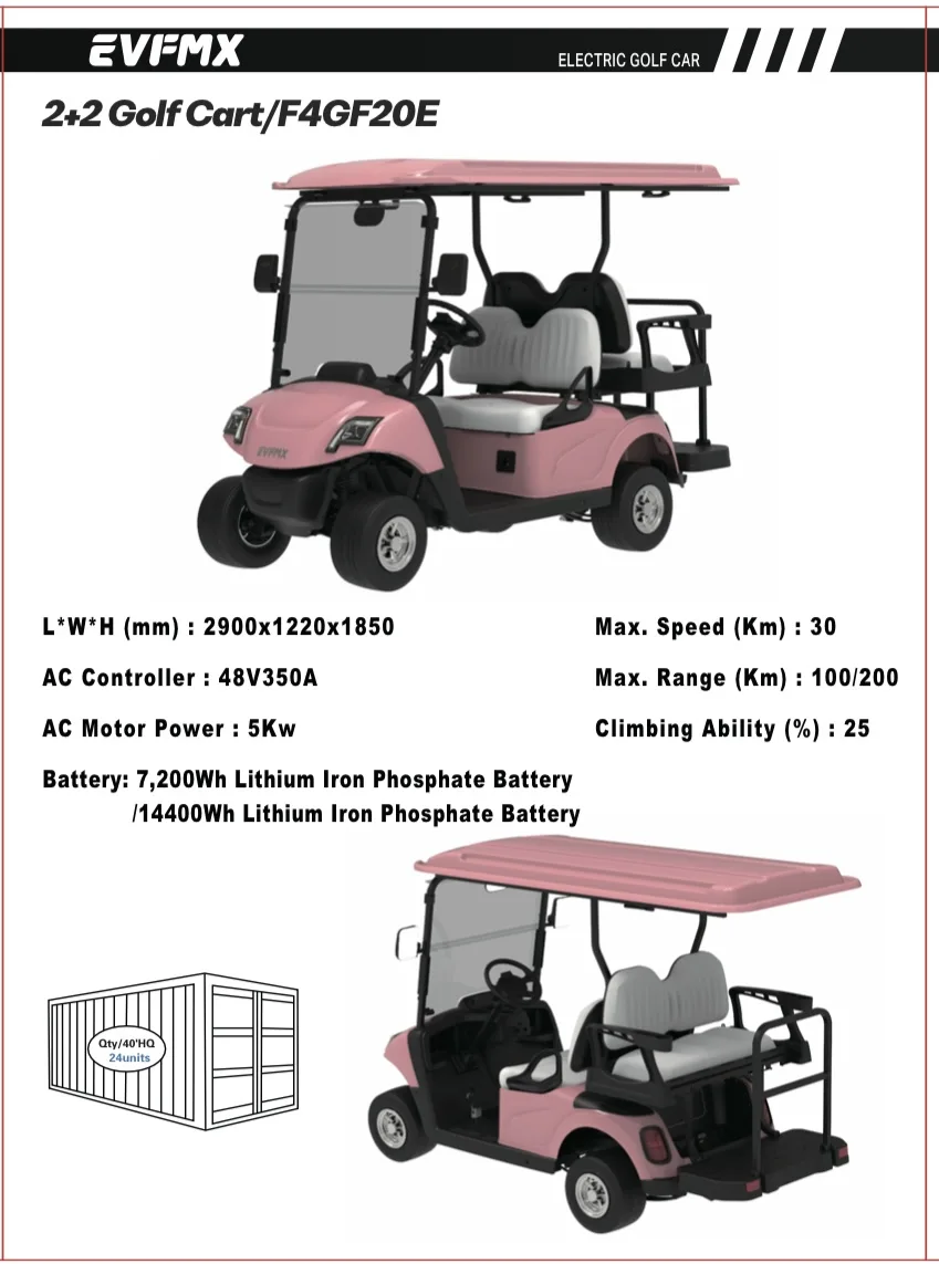 Carrinho de golfe elétrico F4GF20E — 2+2 lugares